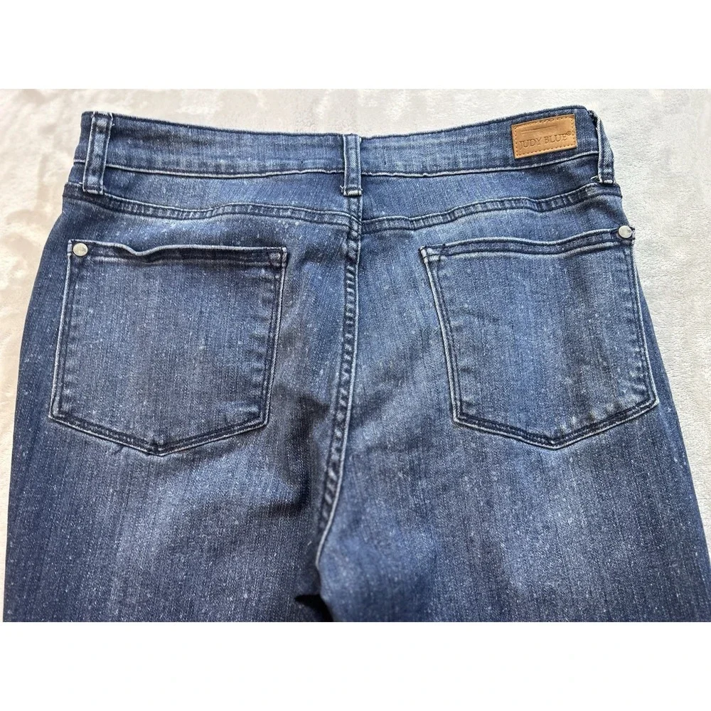 Judy Blue Jean Women Sz 11/30 Speckled Blue Relaxed Fit Tapered Mid Rise Stretch